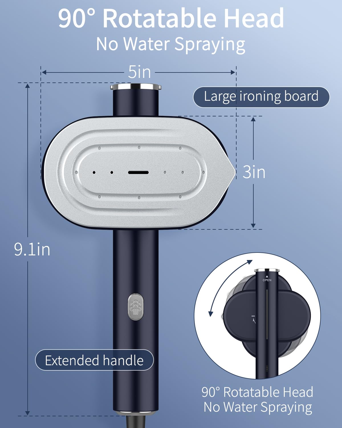 Vaporizzatore portatile portatile per indumenti da viaggio, 1200 W, mini ferro da stiro a vapore 2 in 1, piccolo vaporizzatore per vestiti a vapore, nero