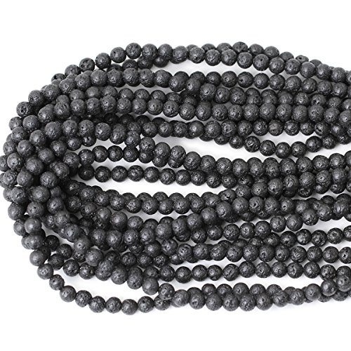 Cheavian 6Mm 60Pcs Black Lava Volcanic Stone Gemstone Round Loose Beads For Jewelry Making 1 Strand 15" #TOP2