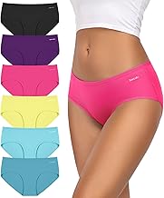 TANSTC Women's Cotton Briefs, Pack of 6, Hipster Briefs, Low Waist & Stretch, Breathable