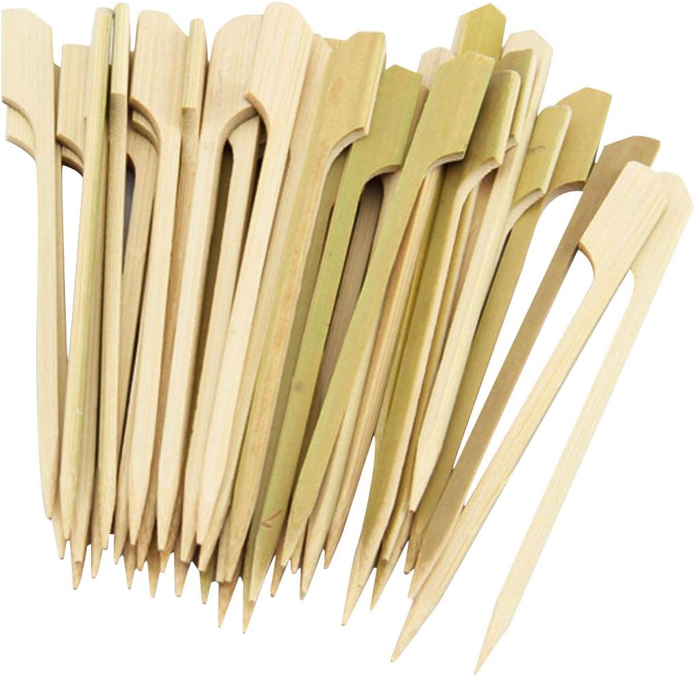 Hoiss Bamboo Picks Skewers Paddle Skewers BBQ Picks, Perfect for Party Food, Sausages, Burgers, Prawns, Kebabs, Weddings, BBQ, Desserts (300 pcs 3.5" Paddle Picks)