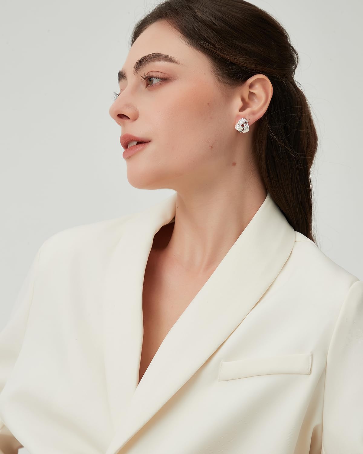 CoBi Clip on Chunky Earrings for Women, Silver 18K Gold Plated Vintage Textured Ribbed Knot Earring, Geometric Rectangle Heart Seashell Rope, Trendy Fashion Jewelry, Lightweight & Hypoallergenic, Gift