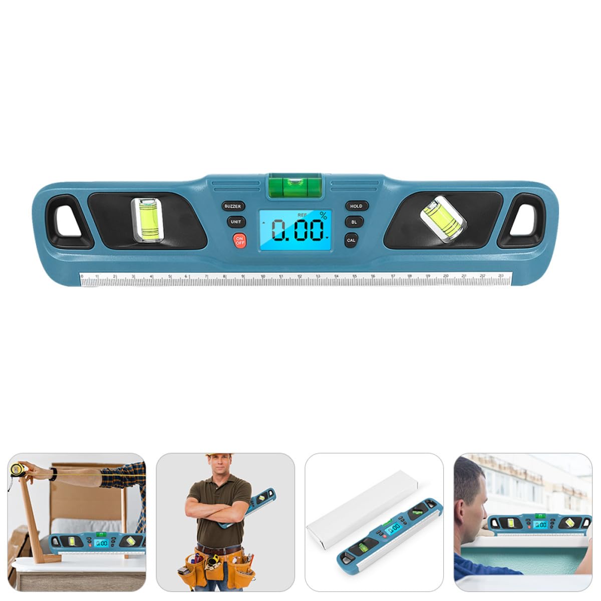 Ipetboom Livella Risoluzione di Digitale e Retroilluminazione Blu Precisione in ±0,1° Plastico 0,05° Accuratezza per Misurazioni Industriali e Domestiche