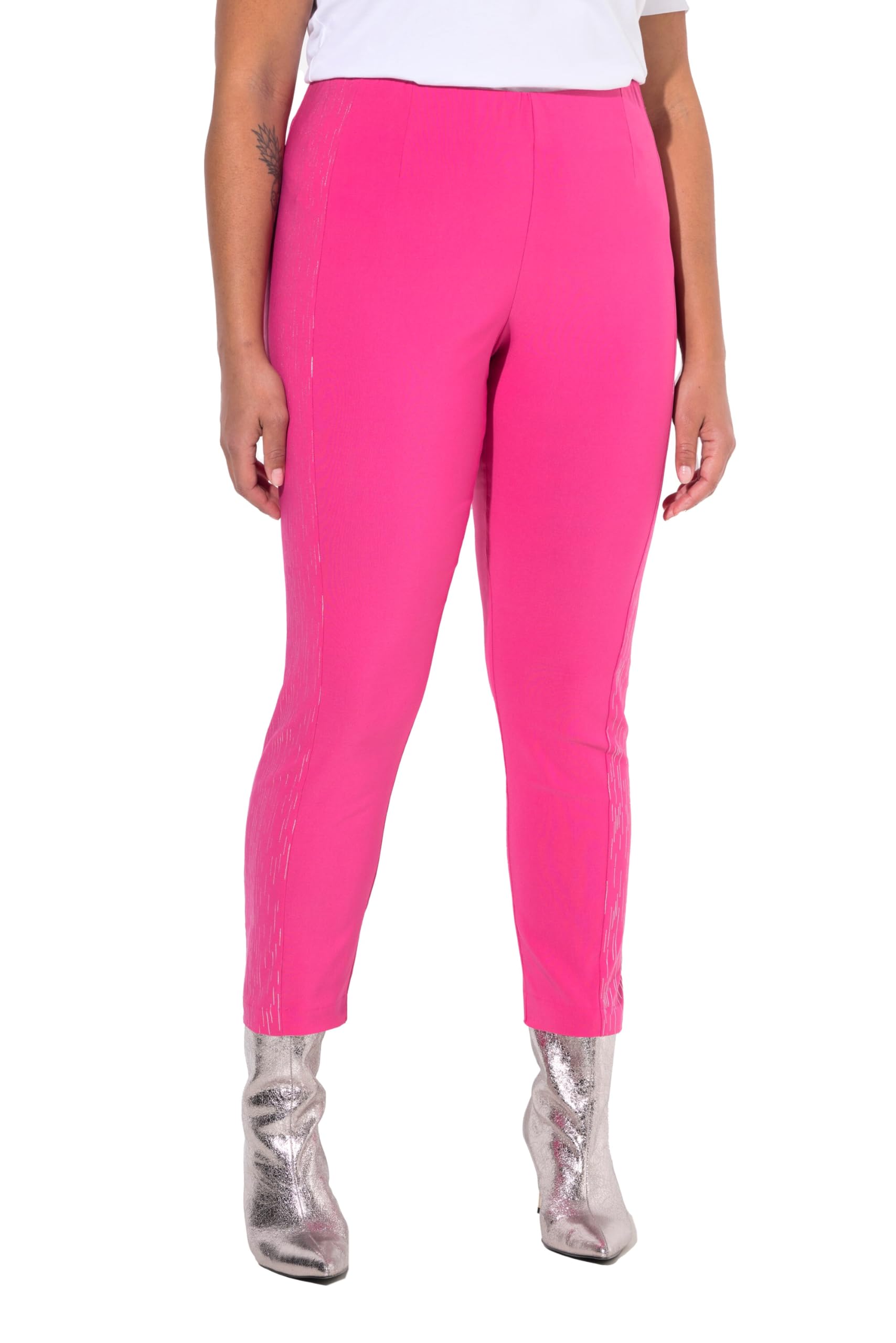 MIAMODA Damen große Größen Übergrößen Plus Size Bengalin-Hose, elastischer Slim Fit, Metallic-Druck 834011
