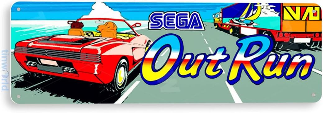 Tinworld Tin Sign: Out Run Arcade Racing Game Room Marquee Metal Decor Retro Console A894