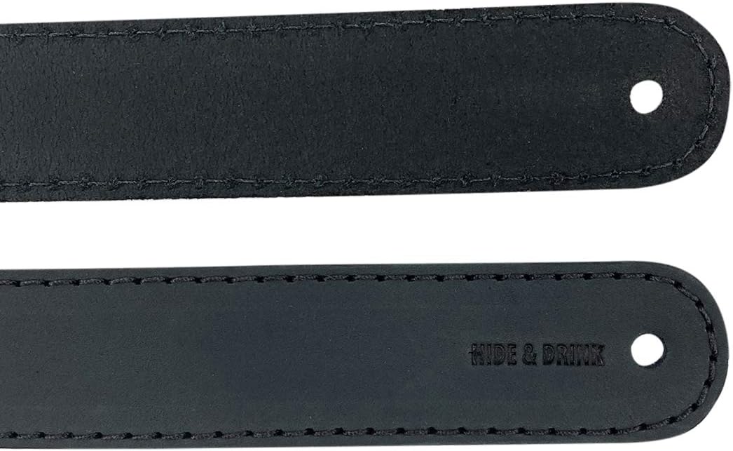 Hide & Drink, Set of 4 Drawer Handles, Durable, Versatile, Easy to Install with Pre-Made Holes, Stylish Home Accessory, DIY, Full Grain Leather, Handmade, Charcoal Black