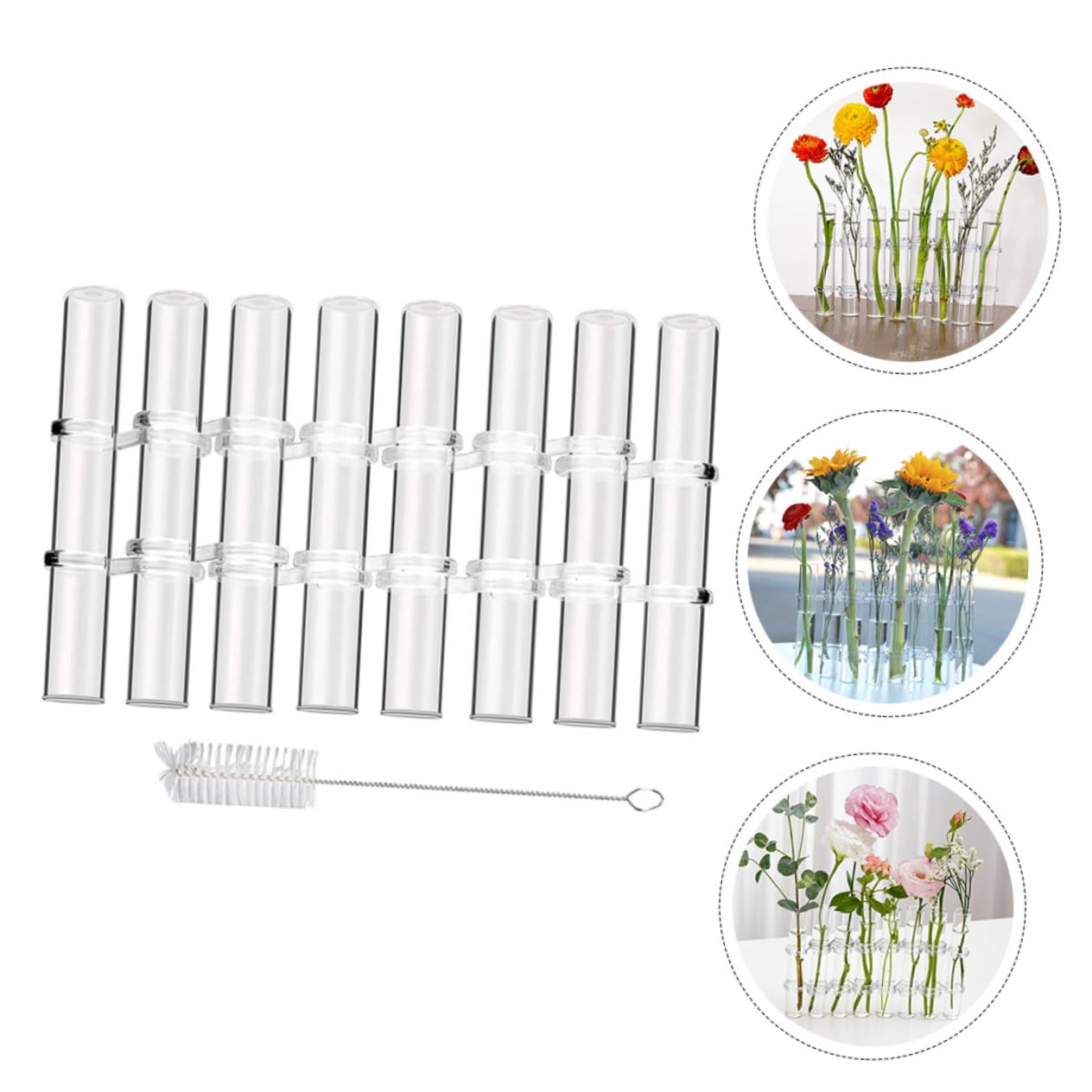 POPETPOP Vase Hydroponique Verre Transparent Tubes de Propagation pour Plantes avec Support pour Culture Pot ou Terrarium