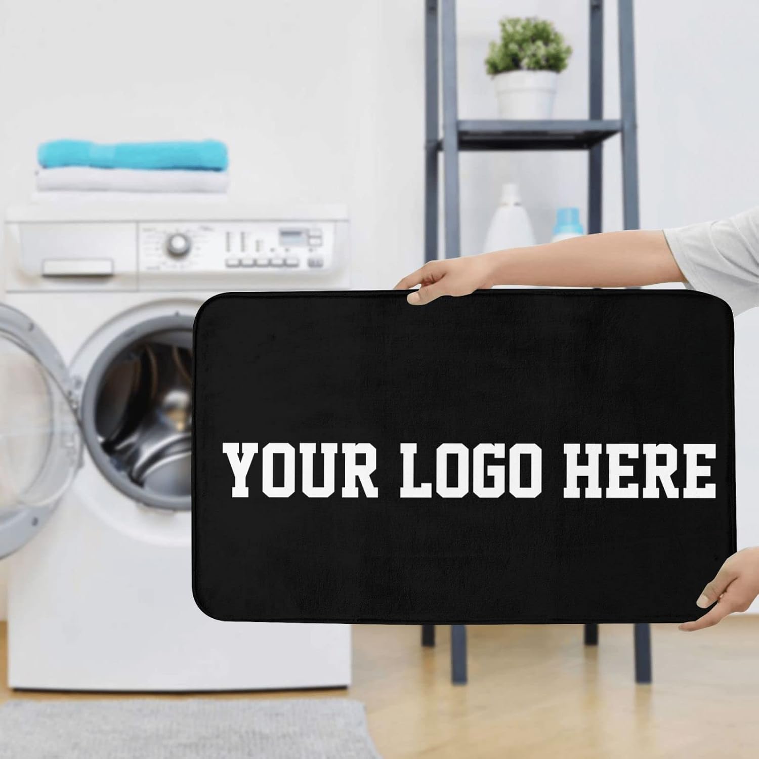 Personalized Bathroom Rugs Sets 3 Piece, Includes U-Shaped Contour Toilet Mat, Custom Bath Rug Design Your Photo Logo Text Non-Slip Bath Mat Set 31.5 X 20 in
