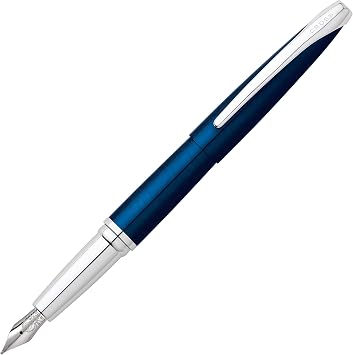 Cross ATX Translucent Blue Lacquer Fountain Pen, Fine Nib, Black Ink