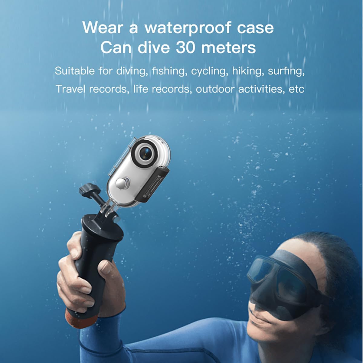 Mini Body Camera H88, 1080P FHD Wearable Action Cam, Thumb-Sized Bodycam & Waterproof Case 30M Underwater, POV Loop Recording for Motorcycle Helmet, Bike, Security, Travel & Outdoor(No Card, White)