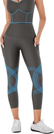 Fanka Body Sculpt 7/8 Leggings with Dual Side Pockets for Women, High Waist Compression Leggings, Workout Yoga Tummy Control