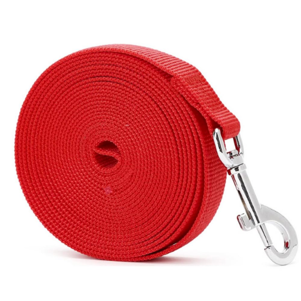 Extra long leads for dog training Strong dog long line Large Recall Line dog leads for large medium small dogs Puppy Recall Pet Walking Obedience Outdoor Play Heavy Duty (100ft (30 Metres), Red)