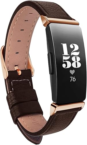 Vista 4 de Bandas compatibles con Inspire 3 mujeres y hombres, accesorios de cuero, correa de muñeca compatible con Inspire 3 (Inspire 3, negro/oro rosa)