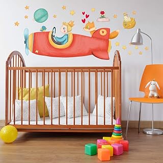 R00550 Adesivi Murali Soffice Effetto Tessuto Piccolo Principe Decorazione Muro Bambino Neonato Nursery Cameretta Asilo Nido Carta da Parati Adesiva