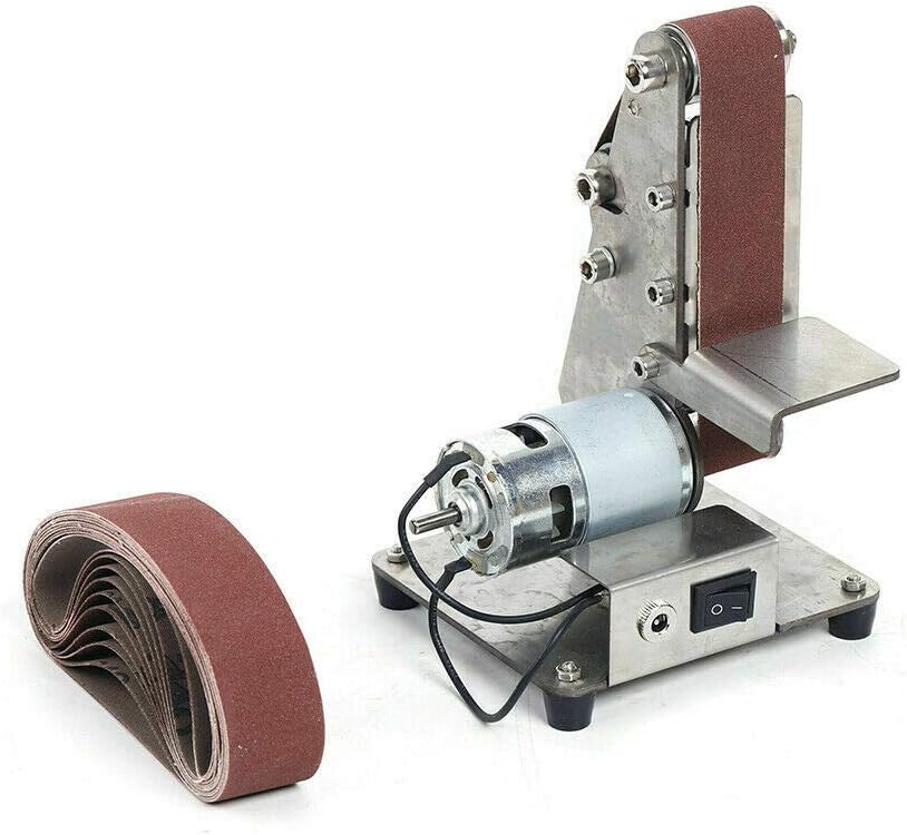 Metal Grinder Electric Belt Sander Mini DIY Polishing Grinding Sanding Tools, 100W, Silver (775 Motor)