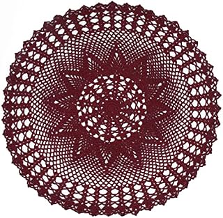 kilofly Handmade Crochet Cotton Lace Table Sofa Doily, Waterlily, Beige, 22 inch