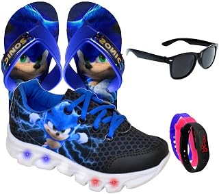 Tenis De Led Masculino Calce Facil Infantil Meninos Estilo Original + Chinelo E Brindes