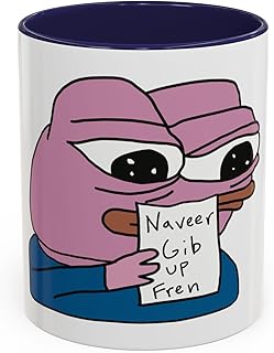 Pork Pepe PepeFork Never Gib Up Fren Meme Coffee Breakfast Mug