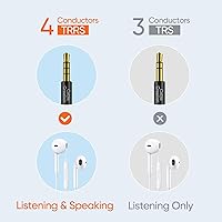 Vista 2 de CableCreation Paquete de 2 cables de audio de 0.138 in de 11.5 ft, cable auxiliar estéreo TRRS de ángulo recto de 90 grados de 4 conductores