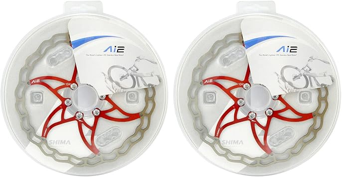 ASHIMA-LTD Ai2 ARO-09 Lightest Disc Brake Rotor 180mm 104g,2PCs, Red,AS2371