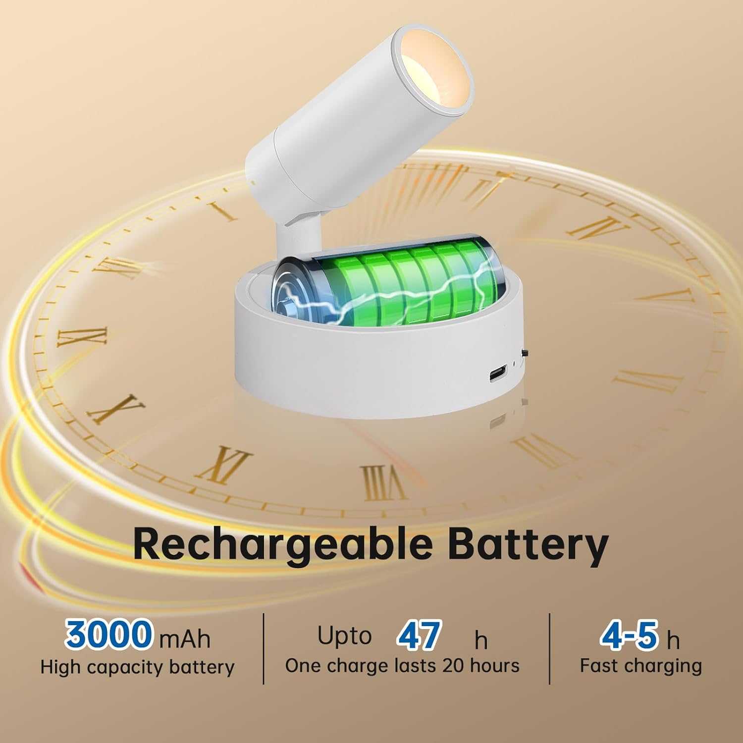 Spotlight Indoor, Wireless Uplighting Indoor with Remote Dimmable, 350° Rotate, Battery Powered Ceiling Spotlight for Artwork Painting Tree Plant Picture Lights, 4 Pack