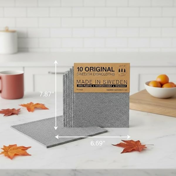 SUPERSCANDI Chiffons Lot de 10 – Lavables et Réutilisables | Chiffon Vitre sans Trace – Torchons Vaisselle & Éponge Durable | Chiffon Cuisine Toutes Surfaces – Gris - 3