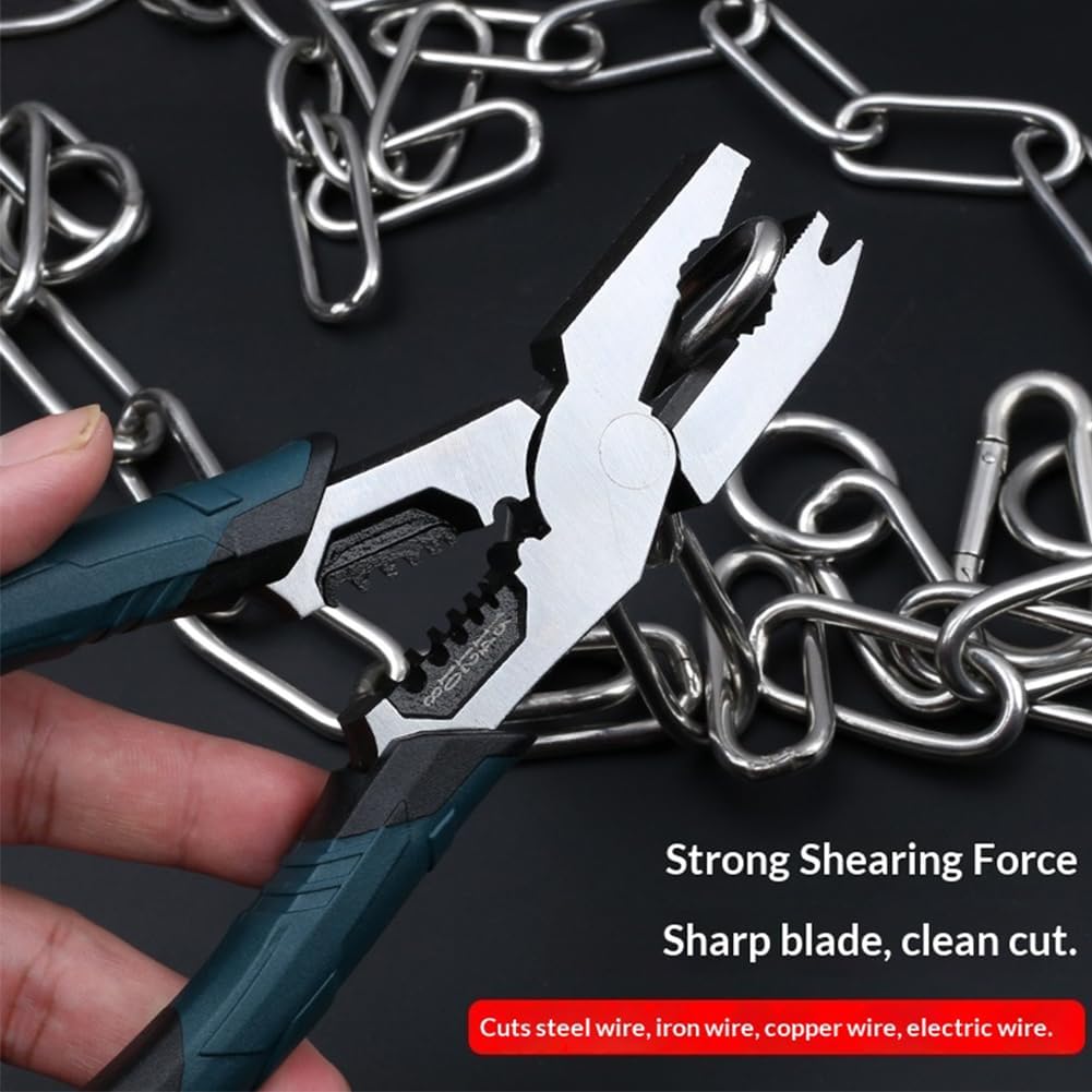 Industrial-Grade Multi-Function Cutting Pliers, 9-in-1 Multi-Functional Plier Nail Puller/Wire Cutter/Stripper/Crimper, It is the best tool for DIY, home repairs and professional work (2PC)