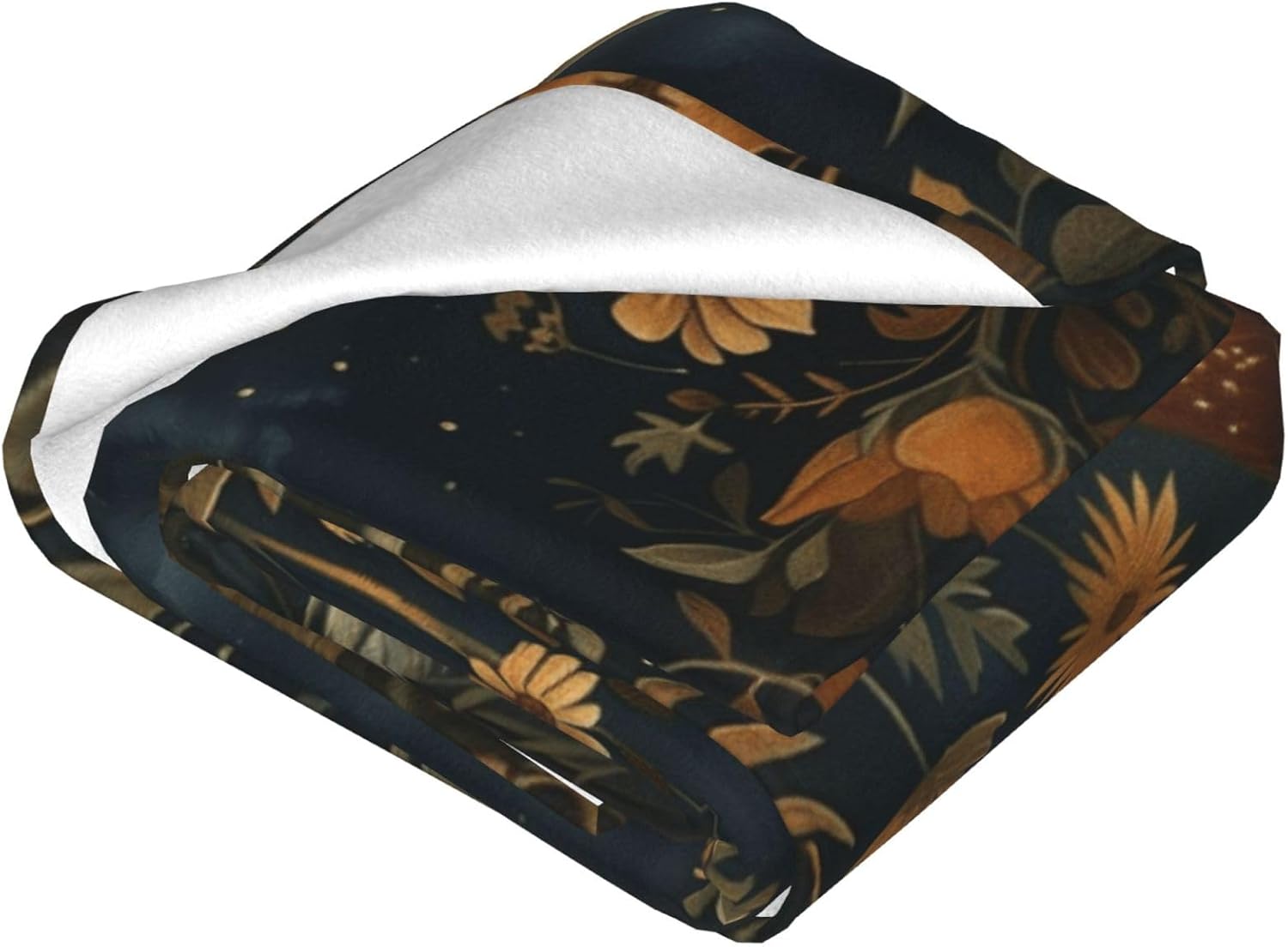 Fox Moon Blanket for Women, Vintage Floral Forest Animal Throw Blankets Soft Lightweight Flannel Throws for Bed Sofa Home Decor, Gifts for Girls Kids, 50x60in - Image 4