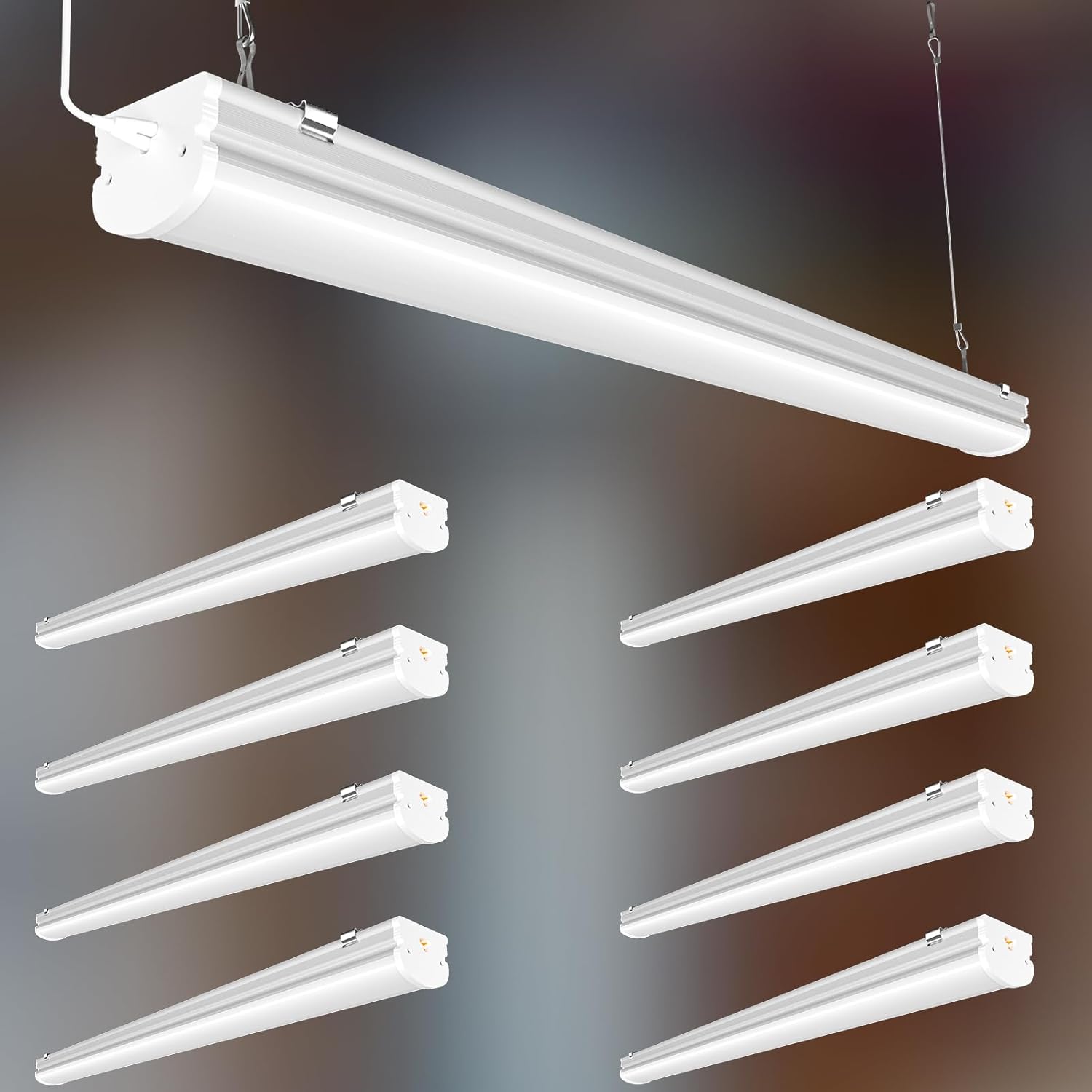 Upgrade 8FT 2.5inch 150w Linkable LED Shop Light, 21000LM 100-277V Garage Light with 5ft On/Off Switch Plug, 5000K Daylight, Hanging Flushmount Available Plug and Play-8Pack 8FT-8Pack