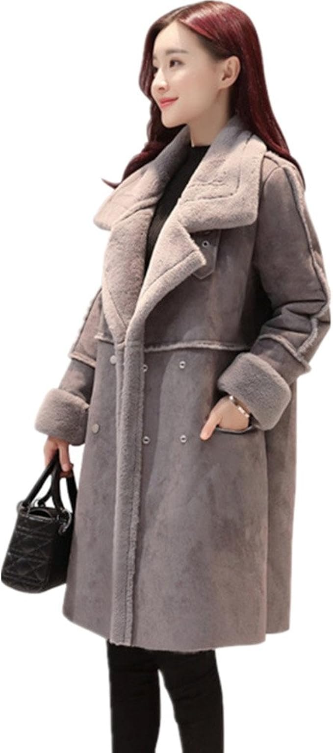 Amazon Yuyuchi ムートンコート レディース ロング丈 ロングムートンコートファーコート フェイクムートン スエード 大きいサイズ 裏ボア 裏起毛コート 厚手 大人 女性 秋冬 体型カバー 着痩せ 防寒 M コート ジャケット 通販