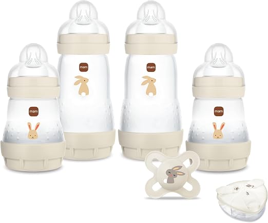 MAM MAM Coffret Naissance Complet – 4 Biberons Easy Start + Sucette + Boîte Doseuse