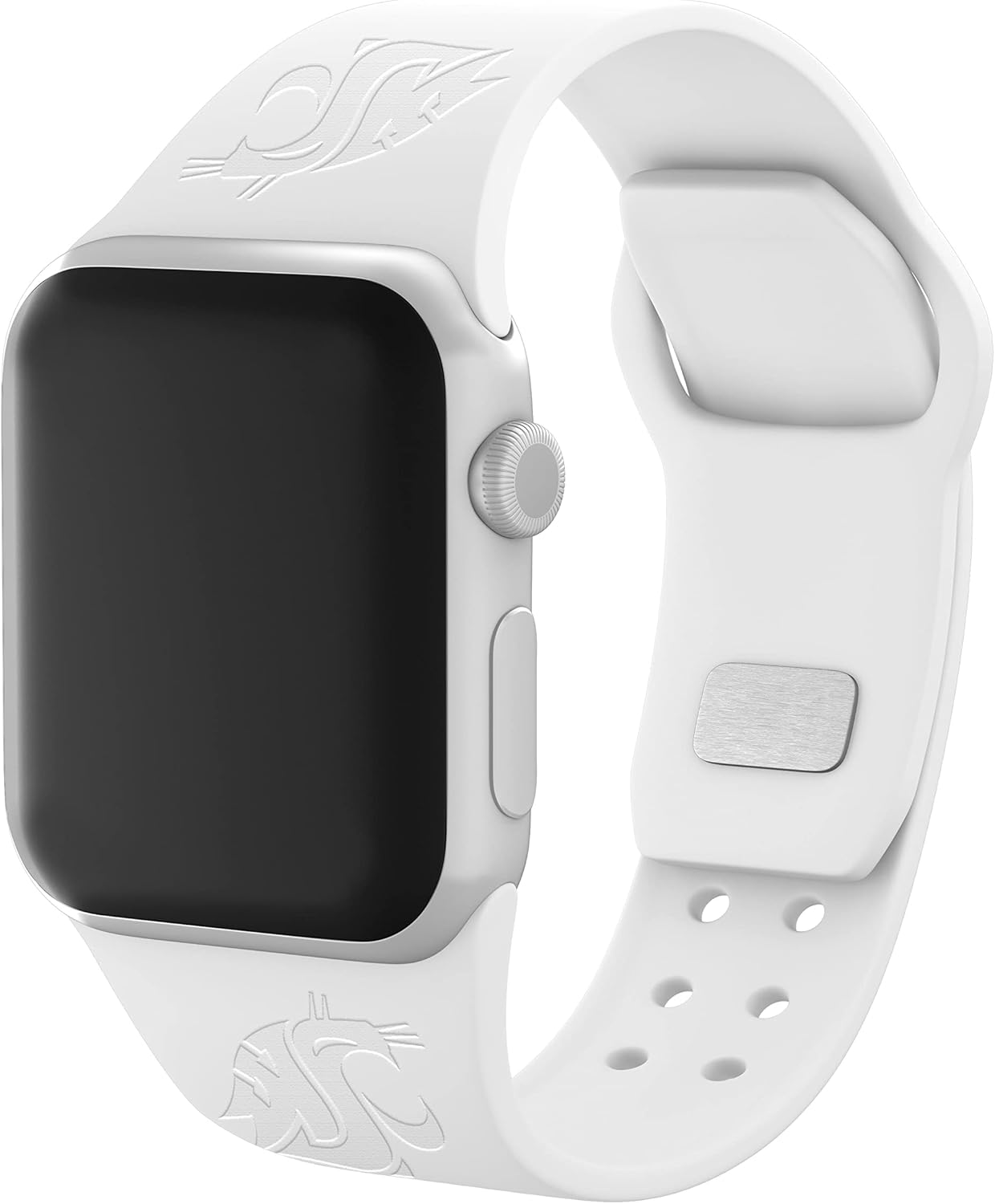 Affinity Bands Washington State Cougars Engraved Silicone Sport Band Compatible with Apple Watch (38/40/41mm (42mm Series 11) White)