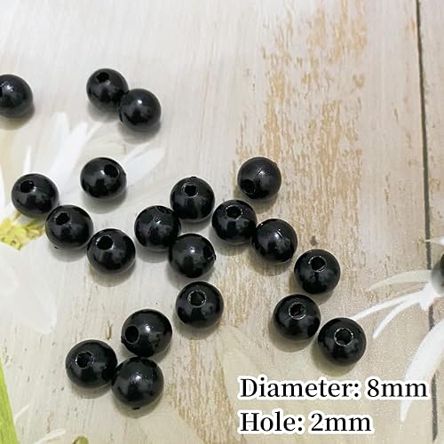 Miniatura 2 de 300 cuentas de perlas para manualidades, perlas de resina de 0.315 pulgadas para hacer joyas, cuentas redondas sueltas con agujero para collares,