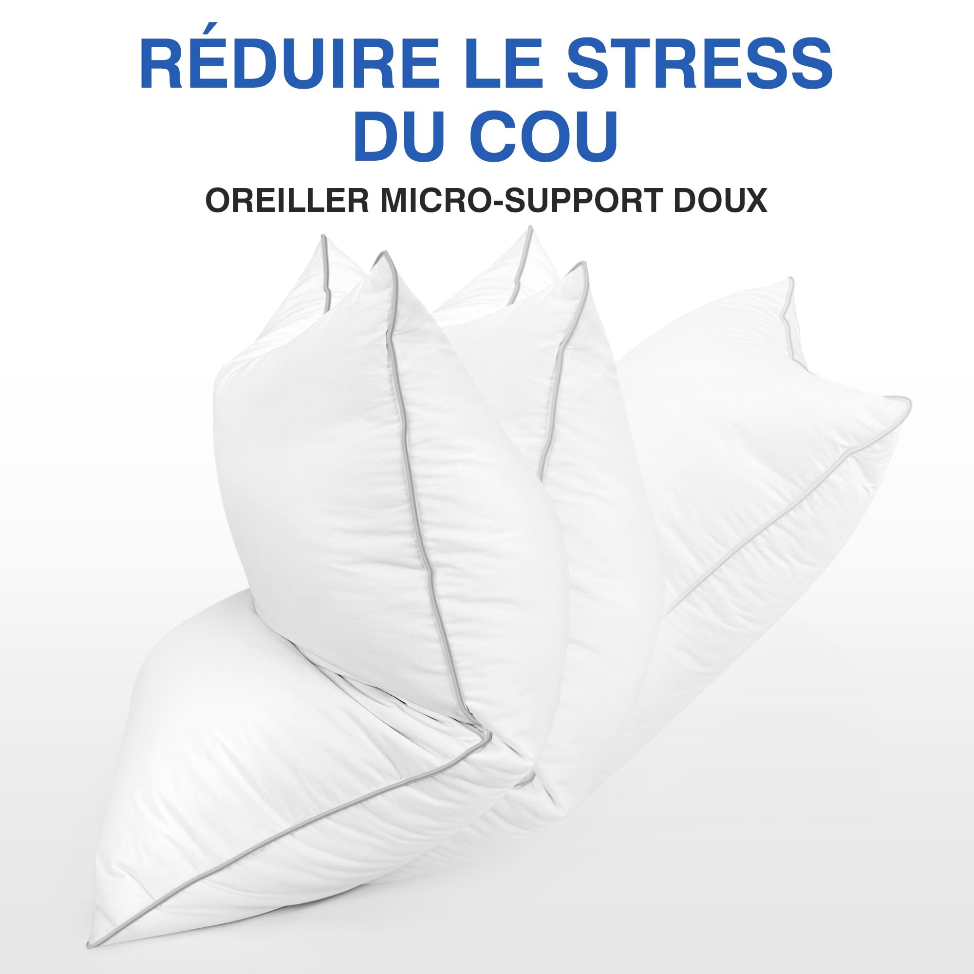 Cuscini in piuma di lusso TESQ 60x60 cm con triplo strato di comfort, cuscino di piume igienico di alta qualità, imbottitura soffice e morbida al 100%, certificato Oeko-Tex 100
