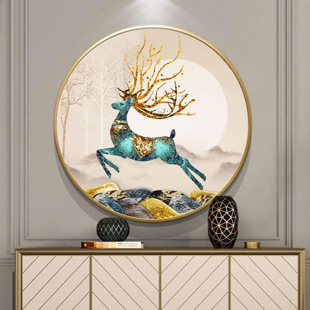 Instarry DIY 5D Diamond Painting Kits for Adults Large Size Deer Mosaic Embroidery Wall Decor for Bedroom Living Room 23.6x23.6 inch