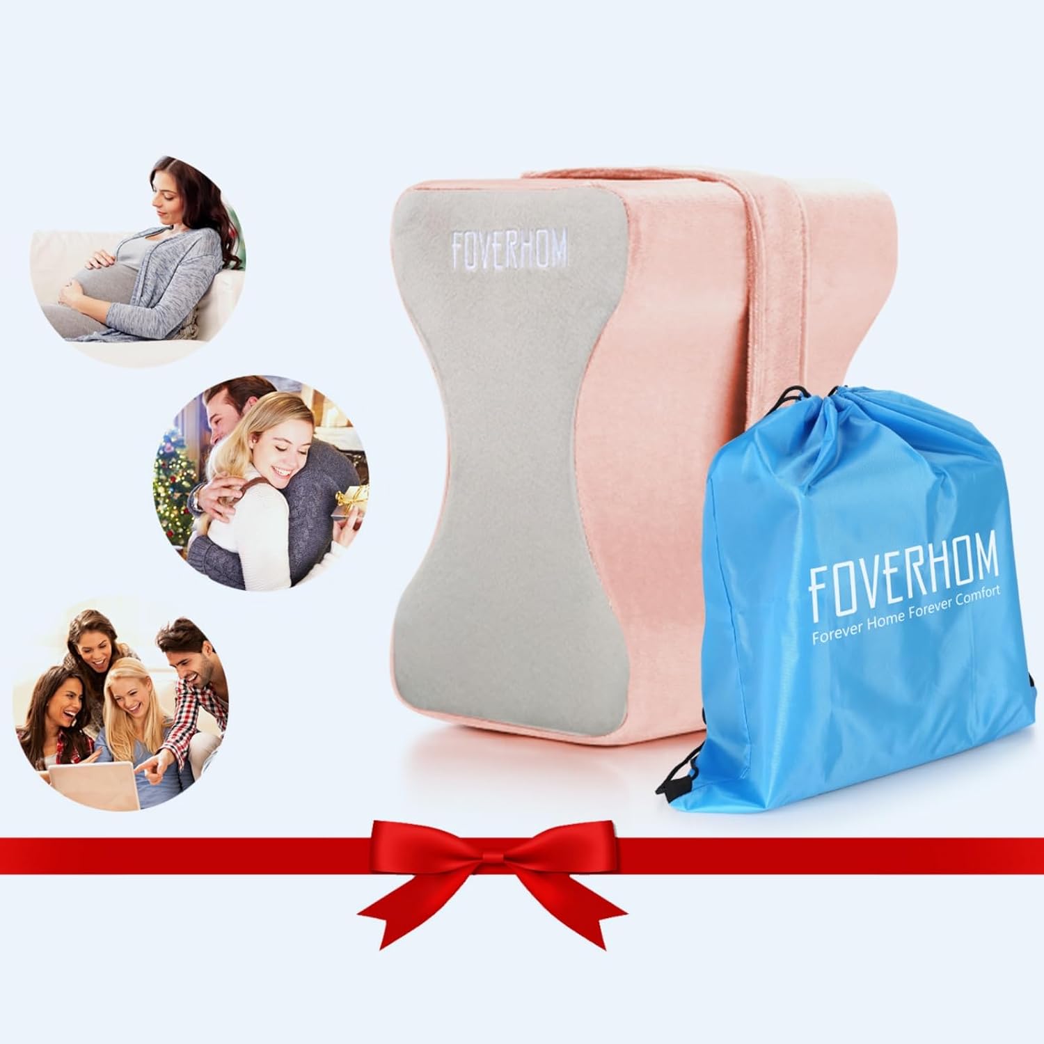 foverhom Memory Foam Knee Pillow,Orthopedic Leg Pillow for Sciatica Relief,Back Pain, Pregnancy, Leg Pain, Hip Pain and Sciatica Relie,Pink