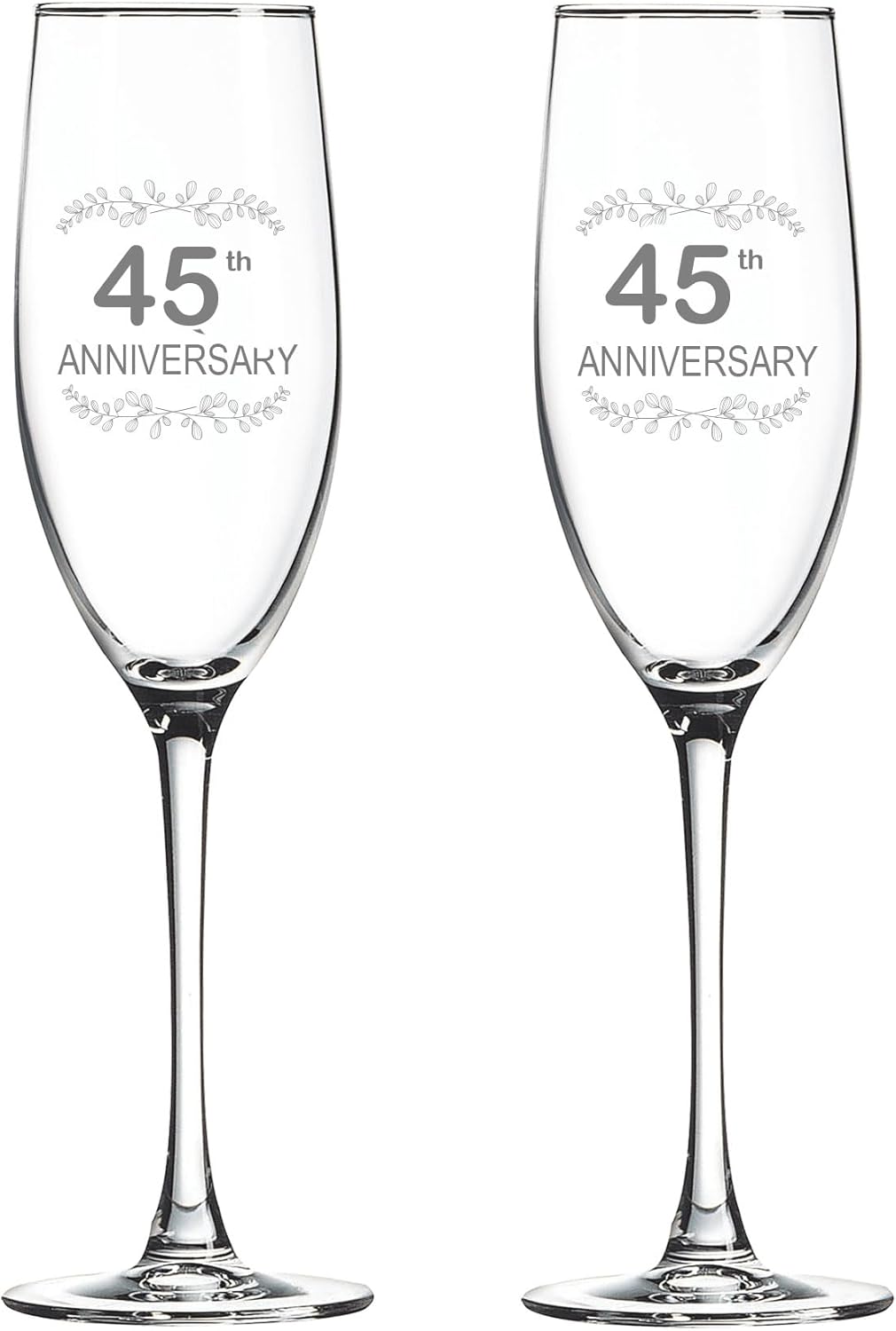 Set of 2, Wedding Anniversary Glasses, 60th Wedding Anniversary 8 Oz Laser Engraved Clear Custom Crafted Elegant Champagne Flute Premium Glass Crystal