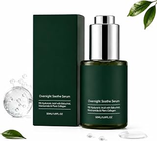 5% Hyaluronic Acid Overnight Repair Face Serum, 50 mL / 1.69 fl oz | Bakuchiol Niacinamide & Hydrolyzed Collagen, Lightweight Anti-Aging Hydrating Night Serum for Dry Skin, Fine Lines & Wrinkles