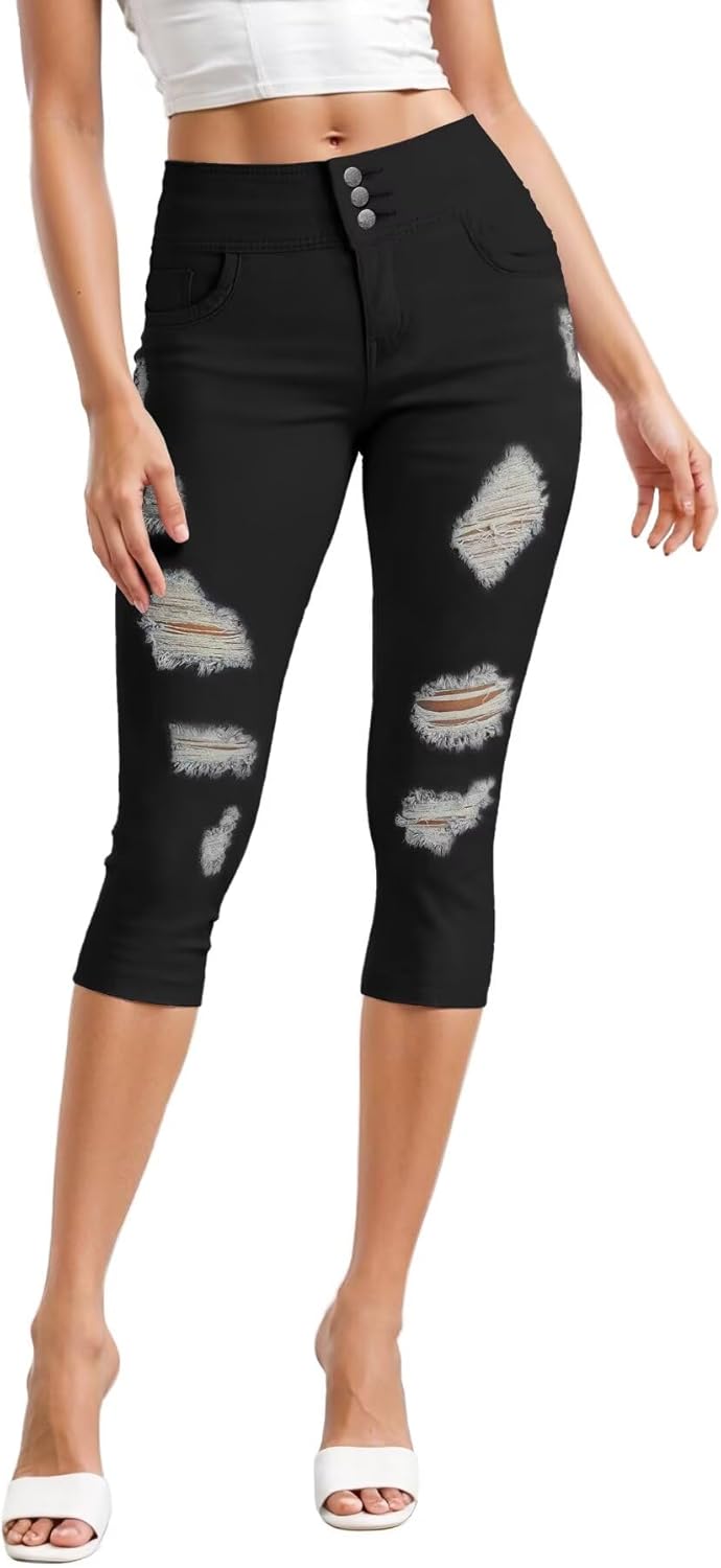 Hybrid & Company Womens Perfectly Shaping Hyper Stretch Bermuda Shorts Capri