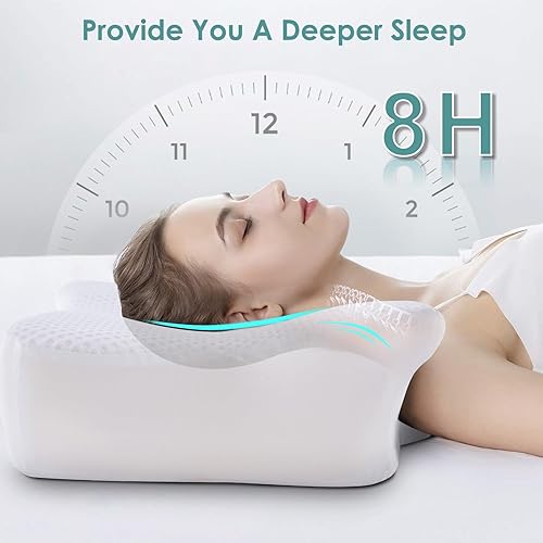 Miniatura 7 de Almohada cervical cervical, almohadas cervicales ergonómicas de espuma viscoelástica, almohadas de contorno lateral para adultos, almohada