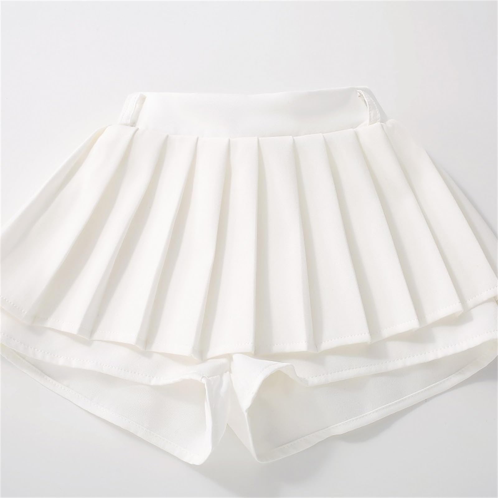 Générique Jupe plissée pour Fille avec Short Taille Haute – Tenue d'été Mignonne et Confortable pour Les Filles (White, 11-12 Years)