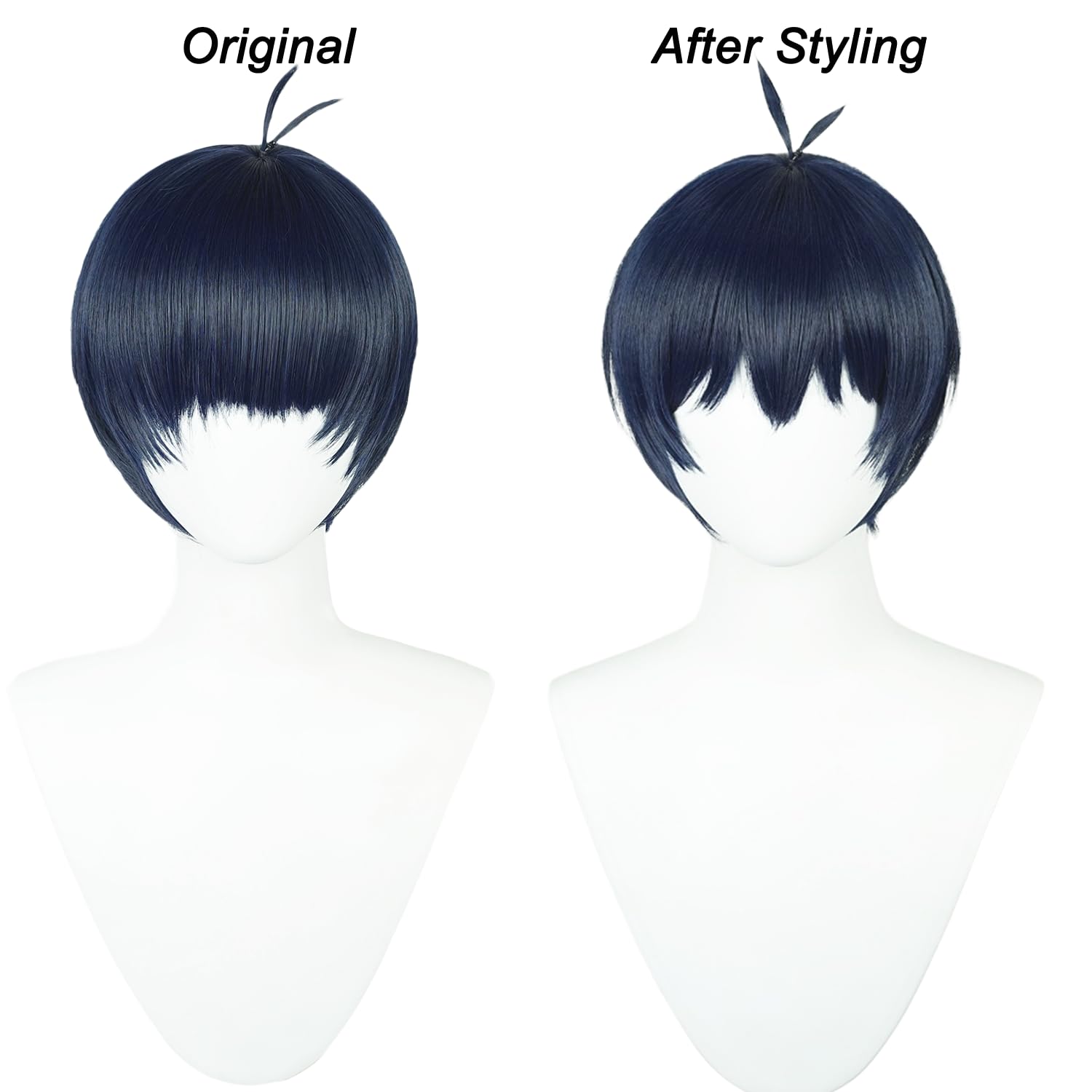 Men Black Blue Short Heat Resistan Synthetic Fiber Costume Hairs for Men Unisex Adult Halloween Cos Anime Party Replacement Wigs