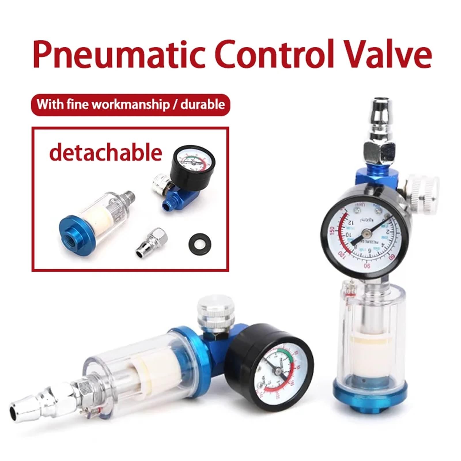 1/5 piezas, 1/4 '', separador de aceite de agua, filtro de aire, trampa de humedad for compresor, pistola de pintura en aerosol, herramienta, piezas de presión(Regulator w PF,20 Pcs)