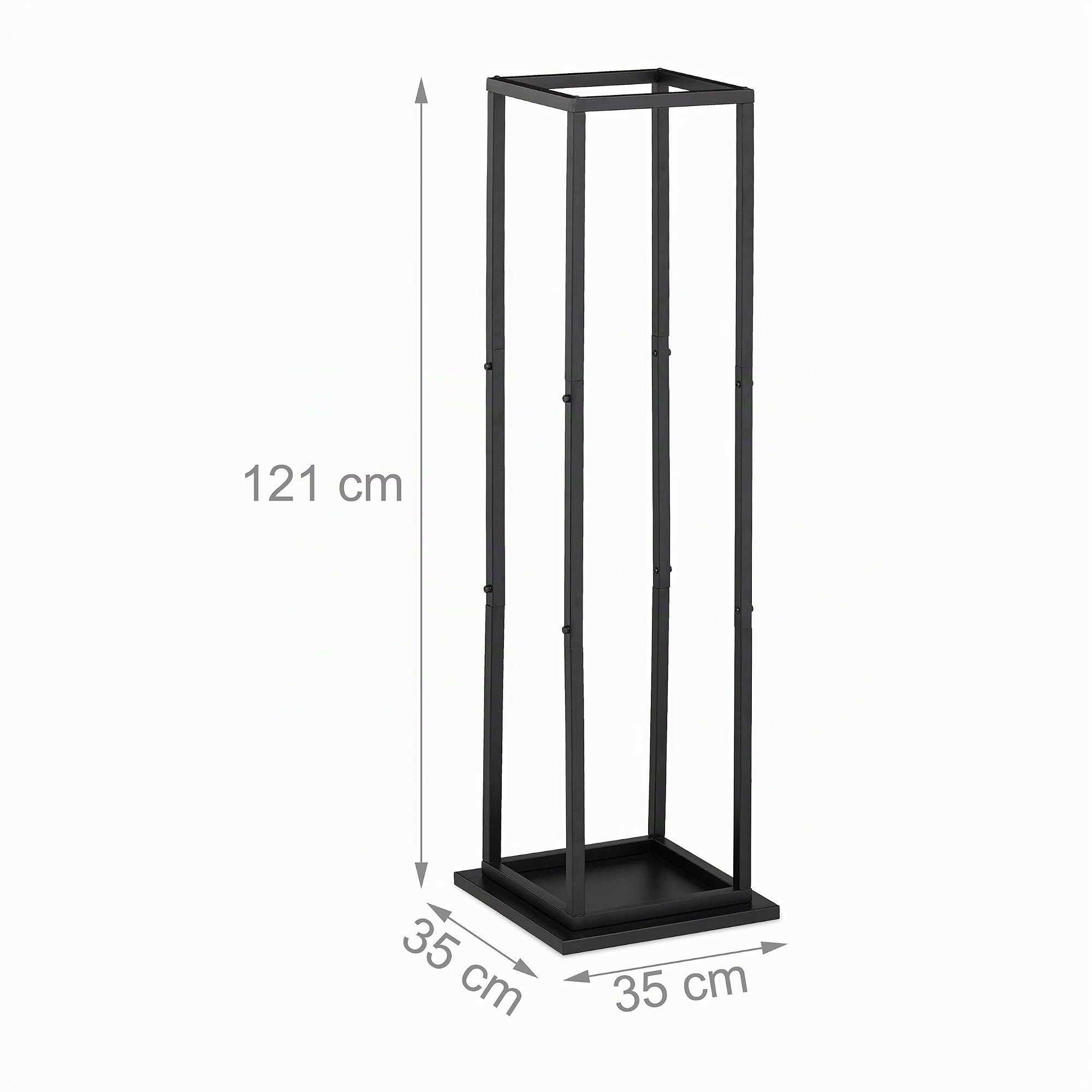Relaxdays Leñero Alto de Metal, Soporte de Leña, Estantería para Secar Troncos, Chimenea, Estufa, 121x35x35 cm, Negro