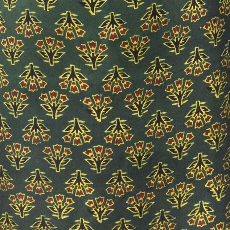 Image of Ethnics of Kutch Womens's Ajrakh Modal Silk Natural Dye Hand Block Print Unstitched Kurta Fabric