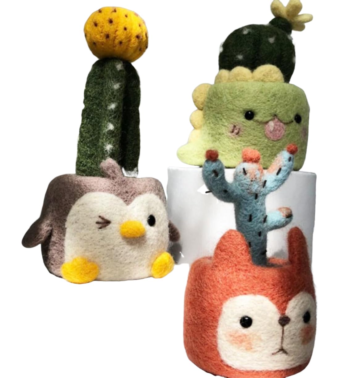 YJIUYUANQ Needle Felting Beginners Kit Wool Felting Kit Including Wool Roving & Step by Step Tutorials - Giraffe/Cat/Blue Cup