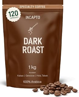 Incapto Kaffeebohnen Dark Roast | Mit hohem Koffeingehalt | Single-Origin Brasil | Espresso 100% Arabica | Geröstete Bohnenkaffee Extra Stark | Plantage Minas Gerais, Fazendas, 1kg