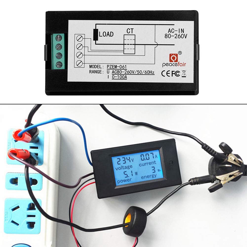 KETOTEK Ampèremeter Voltmeter Multimeter Digitaal AC 100A 80-260V CT Krachtmeter Energiemeter