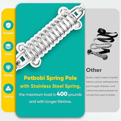 Miniatura 3 de Petbobi Juguete elástico para perro, juguete de remolcador de árbol para Pitbull interactivo y ejercicio, juguete de tira y afloja con cuerda
