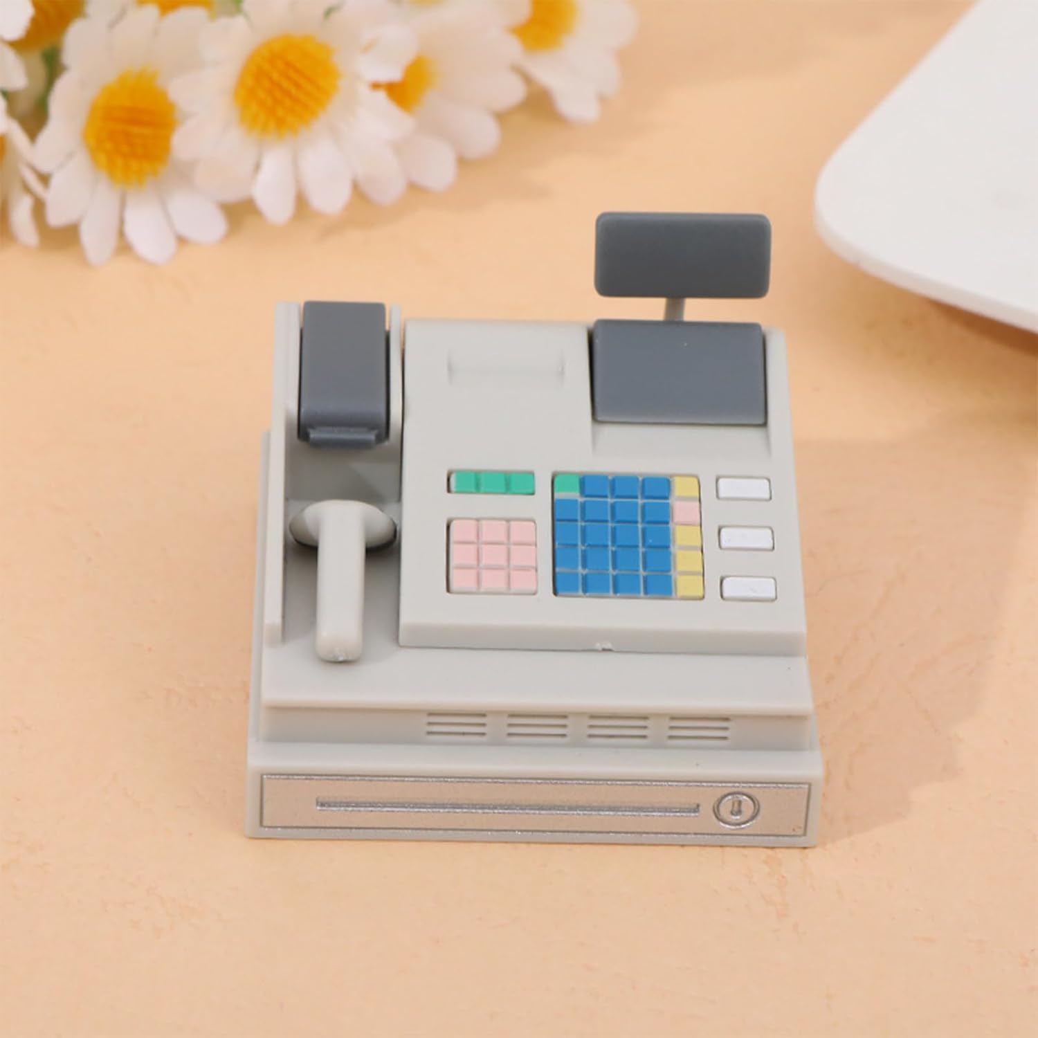 Simulation Cashier Machine Model Figure for Educational Social Game and Supermarket Pretend Play Activity Supply Doll House Furniture