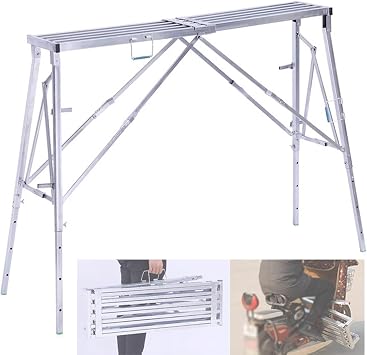 Multipurpose Scaffold Tower Ladder Stool Bench Adjustable Length and Height - Home Improvement Washing Vehicles Maintenance Work Folding Scaffolding,A